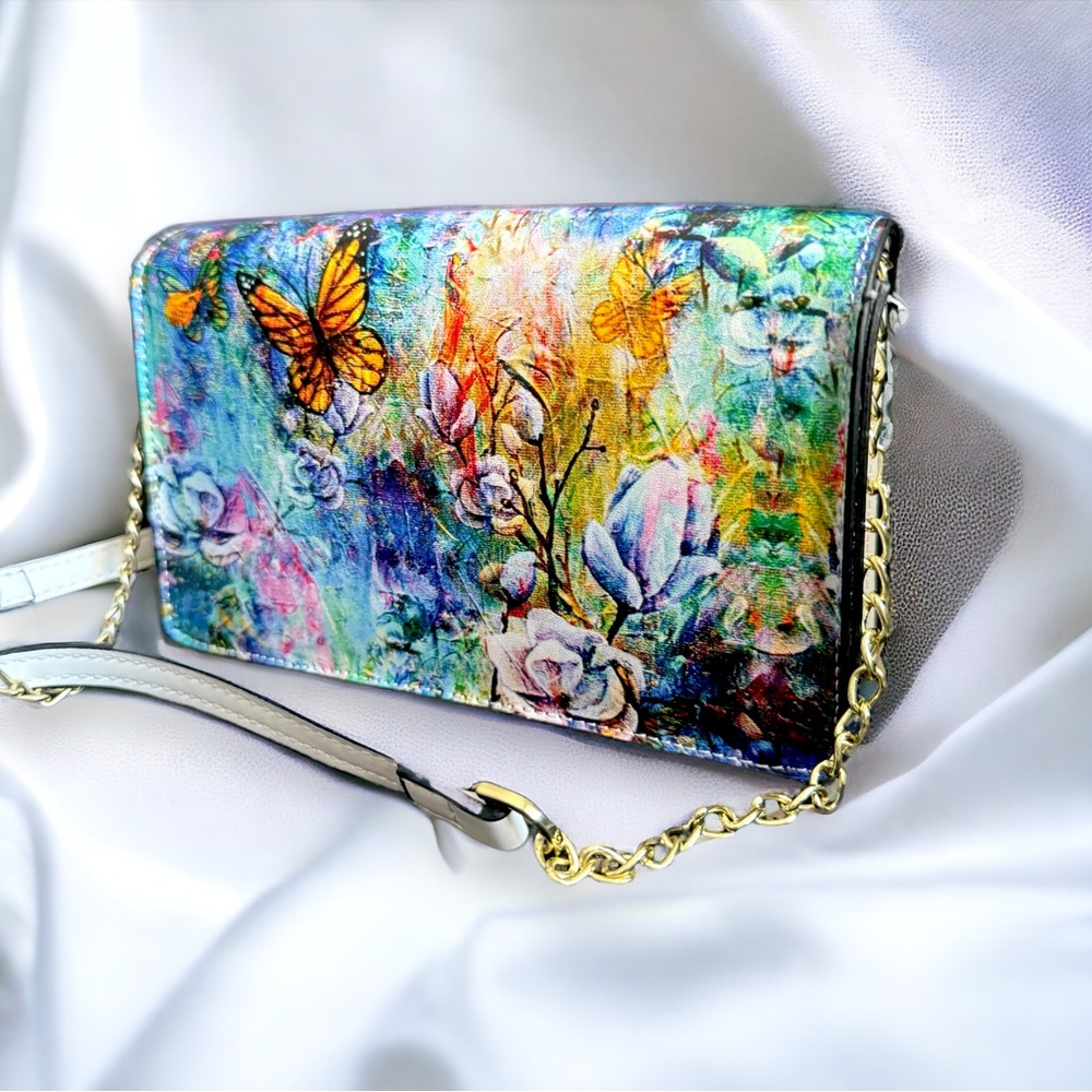 Small Colorful Behold Chain Crossbody Bag by Sarah Camille Art